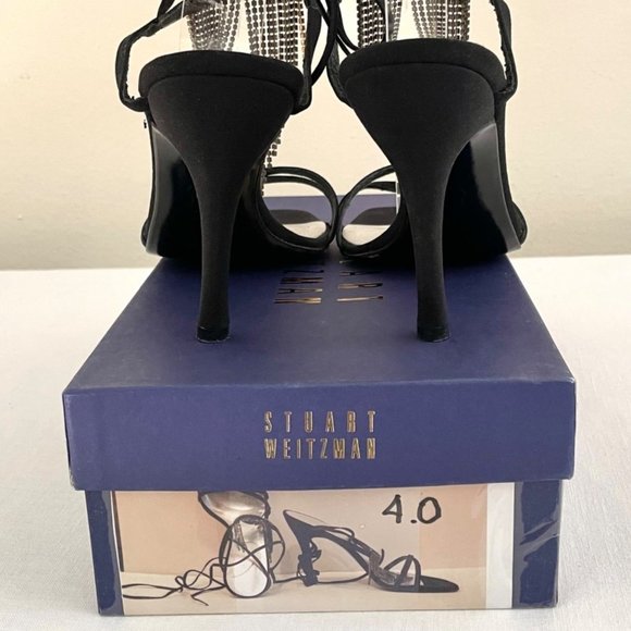 Stuart Weitzman Streamlines Womens Strappy Heels sz 8 Shoes w/Rhinestone Tassels - Picture 9 of 16